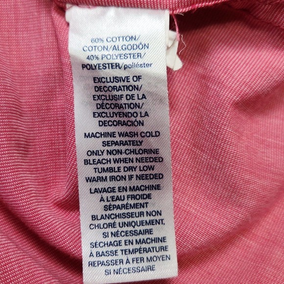 Chaps Easy Care Men's Shirt XL Button Down‎ Pink Long Sleeve Pocket Logo - Picture 4 of 5